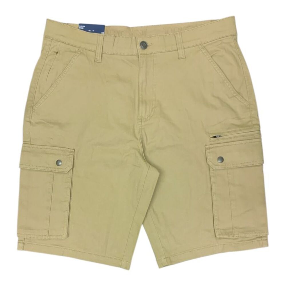 Khaki - Iron Clothing Co. Men's Regular Fit Stretch Cargo Short with Side Zipper